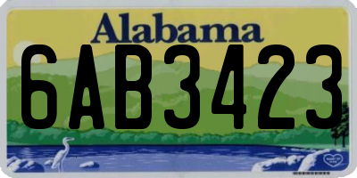 AL license plate 6AB3423