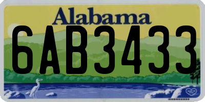 AL license plate 6AB3433