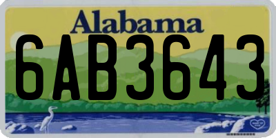 AL license plate 6AB3643