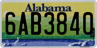 AL license plate 6AB3840