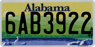 AL license plate 6AB3922