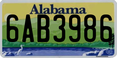 AL license plate 6AB3986
