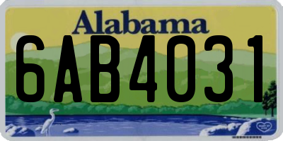 AL license plate 6AB4031