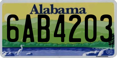 AL license plate 6AB4203