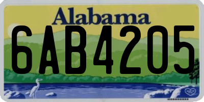 AL license plate 6AB4205