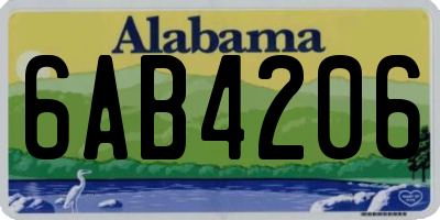 AL license plate 6AB4206