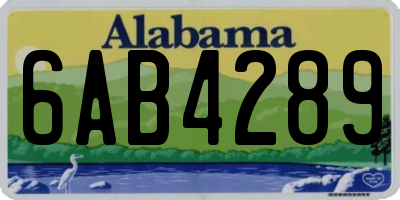 AL license plate 6AB4289