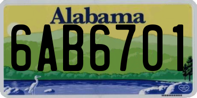 AL license plate 6AB6701