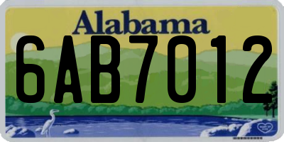 AL license plate 6AB7012