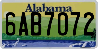 AL license plate 6AB7072