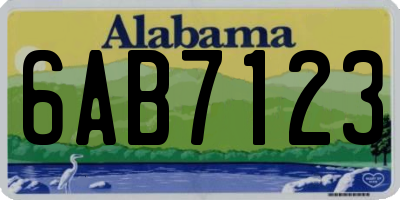 AL license plate 6AB7123