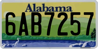 AL license plate 6AB7257