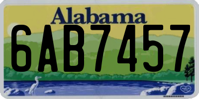 AL license plate 6AB7457