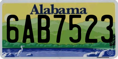 AL license plate 6AB7523