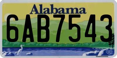 AL license plate 6AB7543
