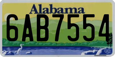 AL license plate 6AB7554