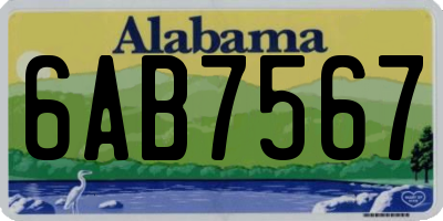 AL license plate 6AB7567