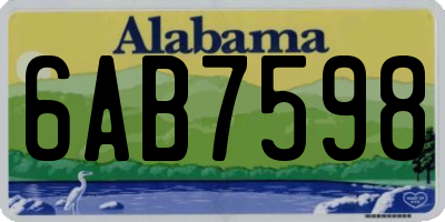AL license plate 6AB7598