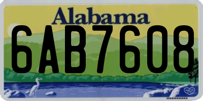 AL license plate 6AB7608