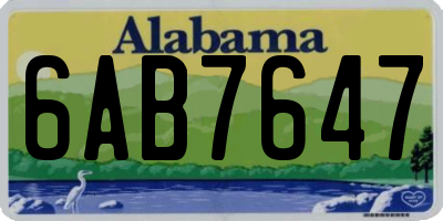 AL license plate 6AB7647