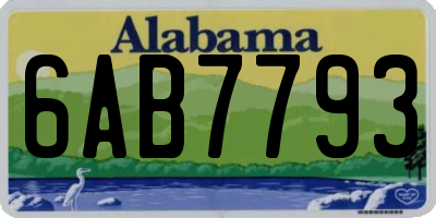 AL license plate 6AB7793
