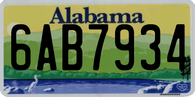 AL license plate 6AB7934
