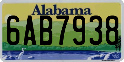 AL license plate 6AB7938