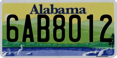 AL license plate 6AB8012