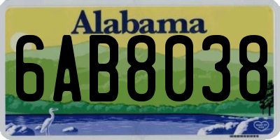 AL license plate 6AB8038