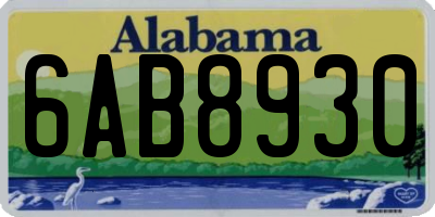 AL license plate 6AB8930