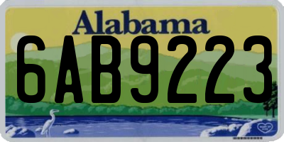 AL license plate 6AB9223