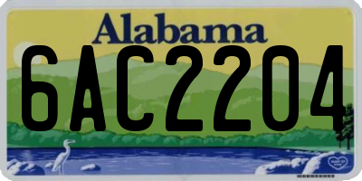 AL license plate 6AC2204