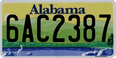 AL license plate 6AC2387