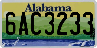 AL license plate 6AC3233