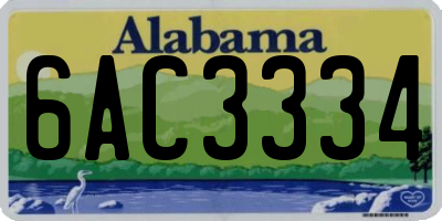 AL license plate 6AC3334