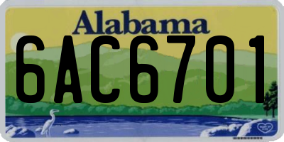 AL license plate 6AC6701