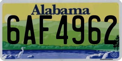 AL license plate 6AF4962