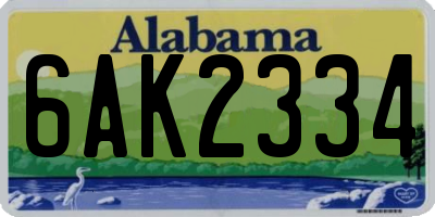 AL license plate 6AK2334