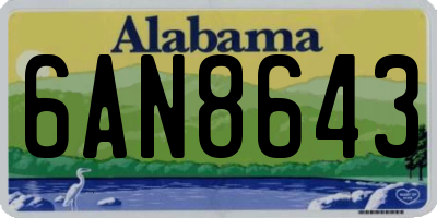 AL license plate 6AN8643