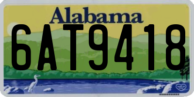 AL license plate 6AT9418