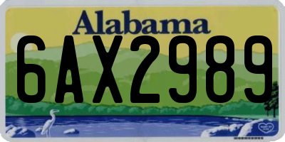 AL license plate 6AX2989