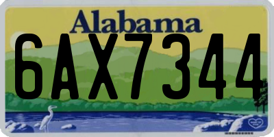 AL license plate 6AX7344