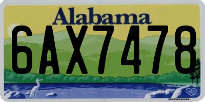 AL license plate 6AX7478