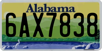 AL license plate 6AX7838