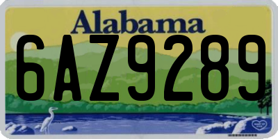 AL license plate 6AZ9289