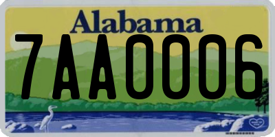 AL license plate 7AA0006