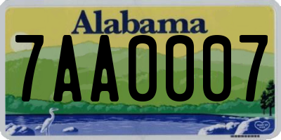 AL license plate 7AA0007