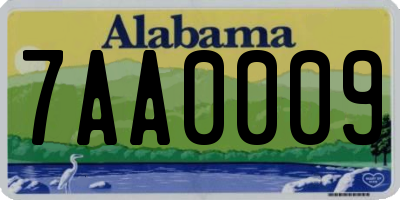 AL license plate 7AA0009