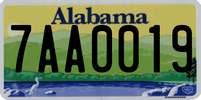 AL license plate 7AA0019