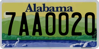 AL license plate 7AA0020